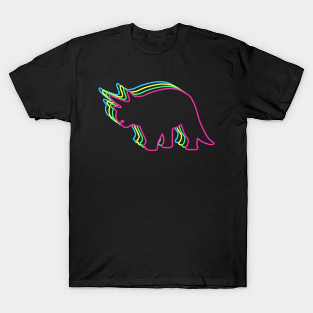 Triceratops 80s Neon T-Shirt by Nerd_art